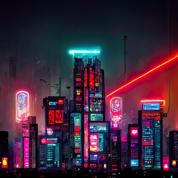 Futuristisches Konzept der Cyberpunk-Neonlicht-Stadt