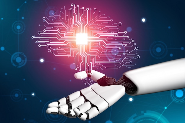 Futuristisches Konzept der künstlichen Intelligenz des Roboters