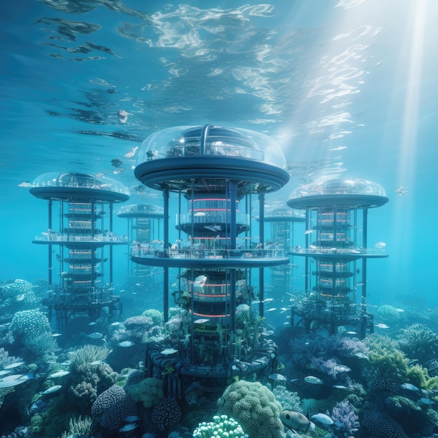 Futuristisches Kraftwerk der Zukunft in der Ozeanwasserenergie