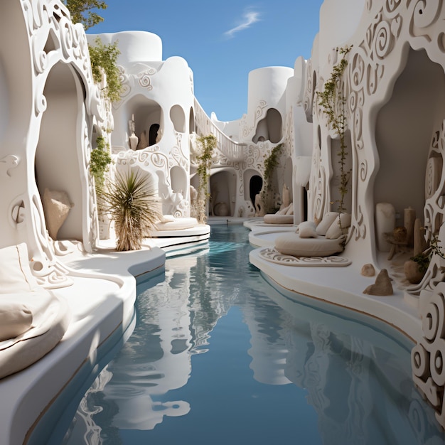Futuristisches Luxushotelresort mit Swimmingpool