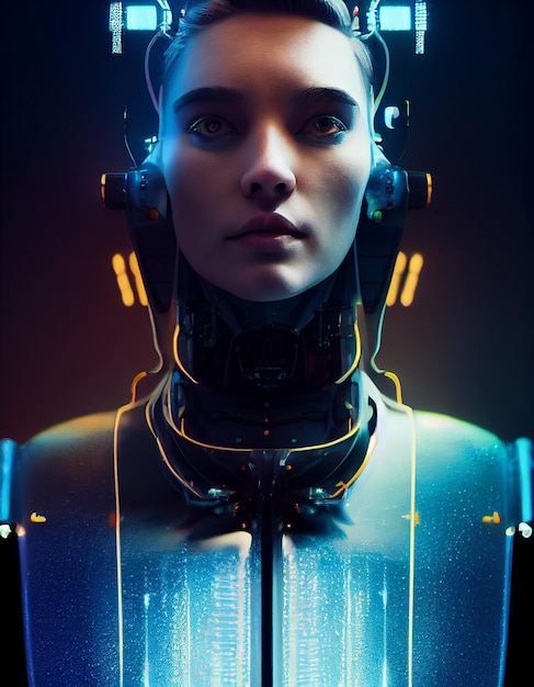 Futuristisches Porträt eines Menschen-Roboters
