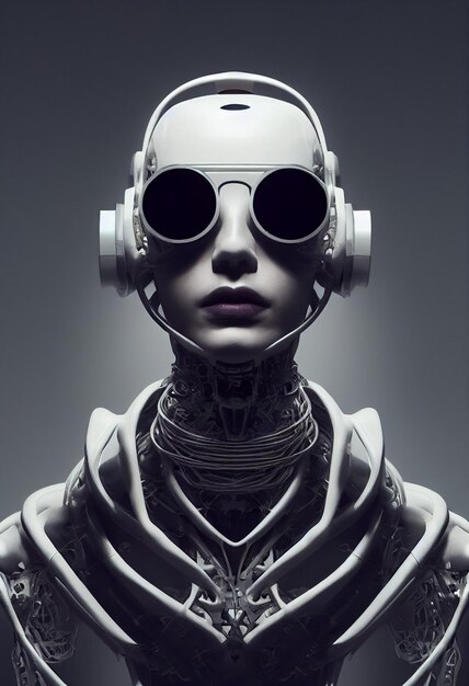 Foto futuristisches porträt eines menschen-roboters