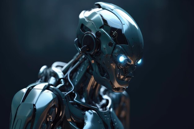 Futuristisches SciFi-Cyborg-Roboterkopfporträt