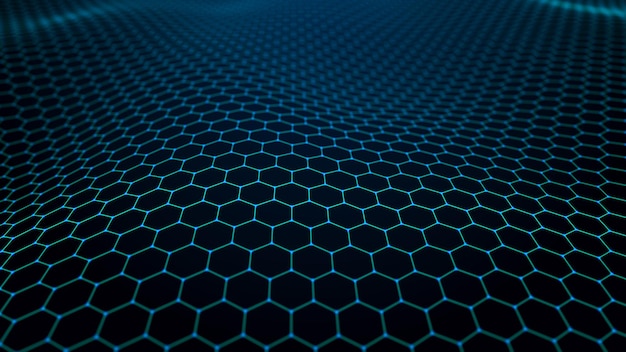 Futuristisches Sechseck abstrakter Hintergrund Analyse und Automatisierung von Daten über künstliche Intelligenz Big Data 3D