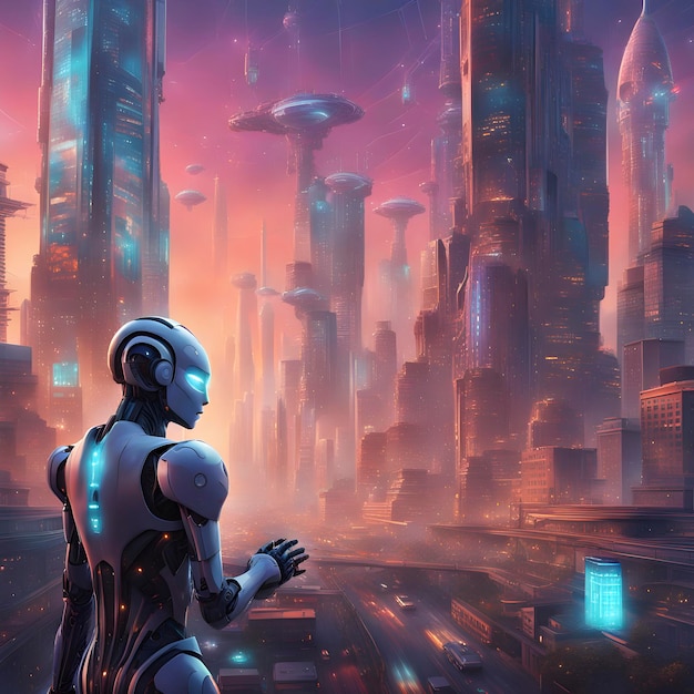 futuristisches Stadtbild mit künstlicher Intelligenz