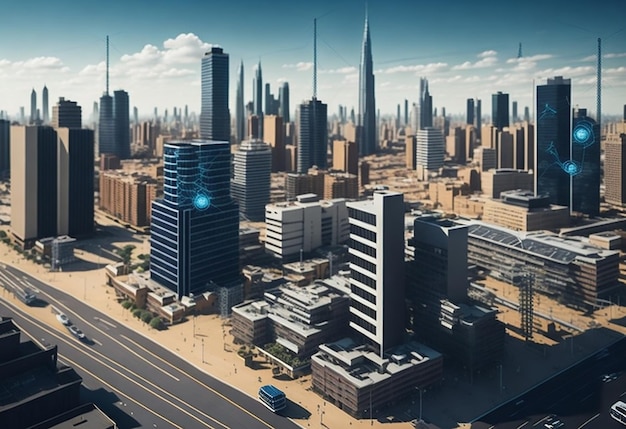 futuristisches Stadtbildpanorama