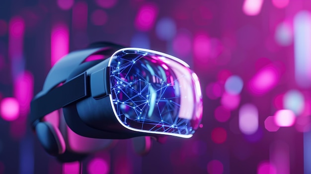 Futuristisches VR-Headset mit Neonlichtern