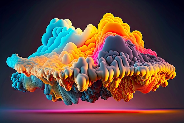 Futuristisches Wolkendesign für abstrakten, farbenfrohen, volumetrischen Hintergrund, erstellt mit generativer KI
