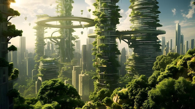 El futuro concepto de ciudad verde ecológica