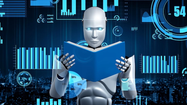El futuro control de la tecnología financiera por parte del robot huminoide de IA utiliza el aprendizaje automático
