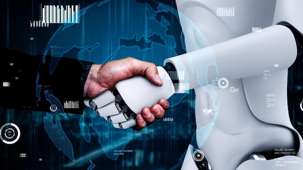 El futuro control de la tecnología financiera por parte del robot huminoide de IA utiliza el aprendizaje automático