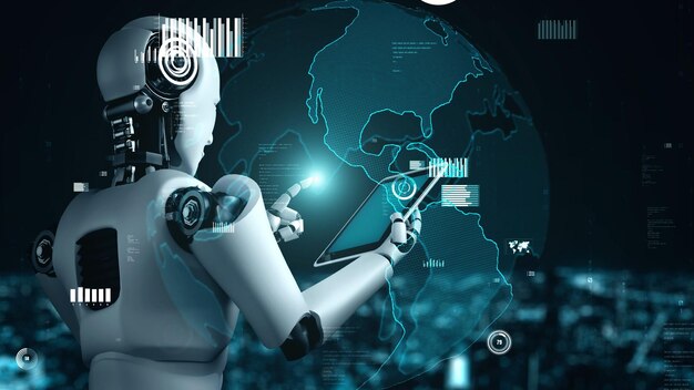 El futuro control de la tecnología financiera por parte del robot huminoide de IA utiliza el aprendizaje automático