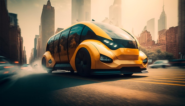 Foto futuro da mobilidade urbana autônoma carro de táxi av transporte público av táxi da cidade