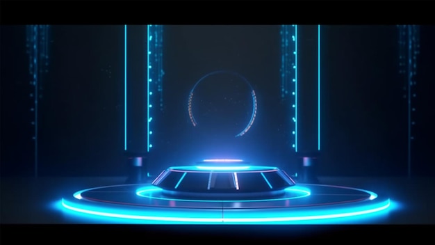 Futuro design de palco de jogos de IA com esportes de luz de néon