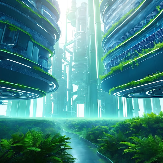 Futuro eco verde planta fábrica fazenda arte generativa por AI