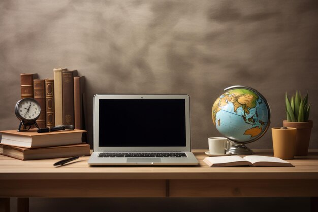 El futuro de la educación explorando la enseñanza a distancia a través de la lente de una computadora portátil en un escritorio