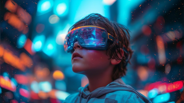 El futuro de Gaze Boy en gafas de realidad aumentada y neón