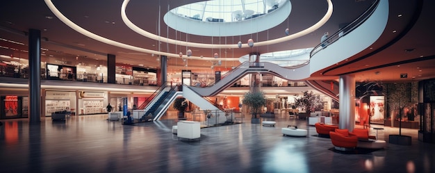 Futuro moderno grandes almacenes o centro comercial centro comercial IA generativa