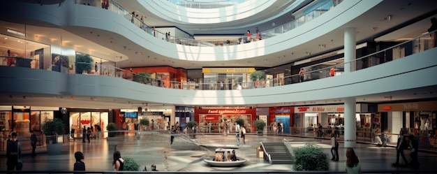 Futuro moderno grandes almacenes o centro comercial centro comercial IA generativa