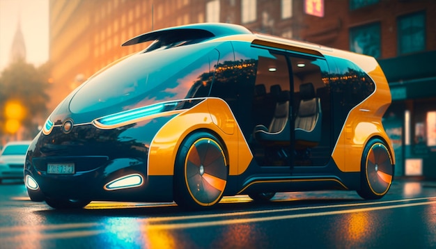 Foto futuro de la movilidad urbana autónoma taxi coche av transporte público av city taxi