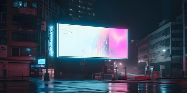 Futuro de neón Esbozo de ilustración de la ciudad futurista al estilo de cyberpunk Calle vacía de neón