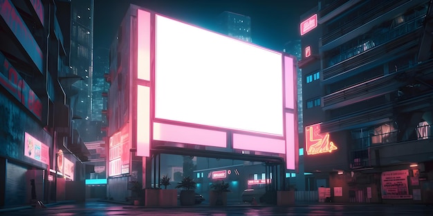 Futuro de neón Esbozo de ilustración de la ciudad futurista al estilo de cyberpunk Calle vacía de neón