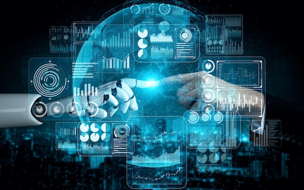 El futuro robot de inteligencia artificial y el cyborg