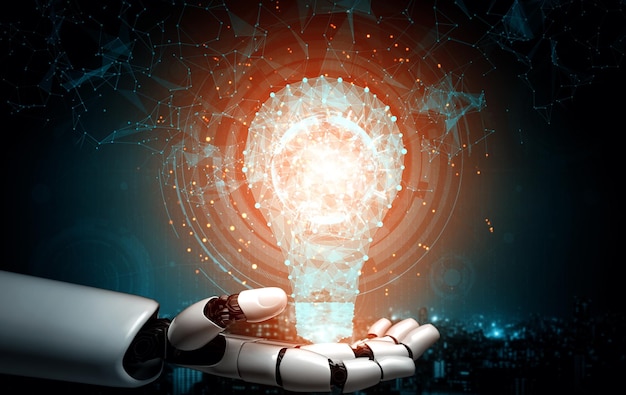 El futuro robot de inteligencia artificial y el cyborg