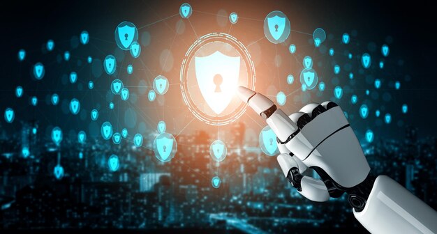 El futuro robot de inteligencia artificial y el cyborg