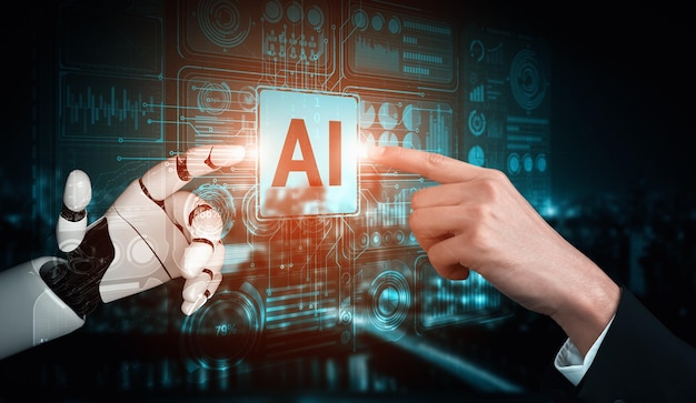 El futuro robot de inteligencia artificial y el cyborg