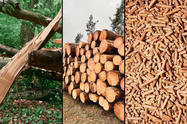 Un futuro sostenible El viaje del pellete de madera del bosque a la calefacción doméstica Tres pasos para la producción de combustible de pellets de madera
