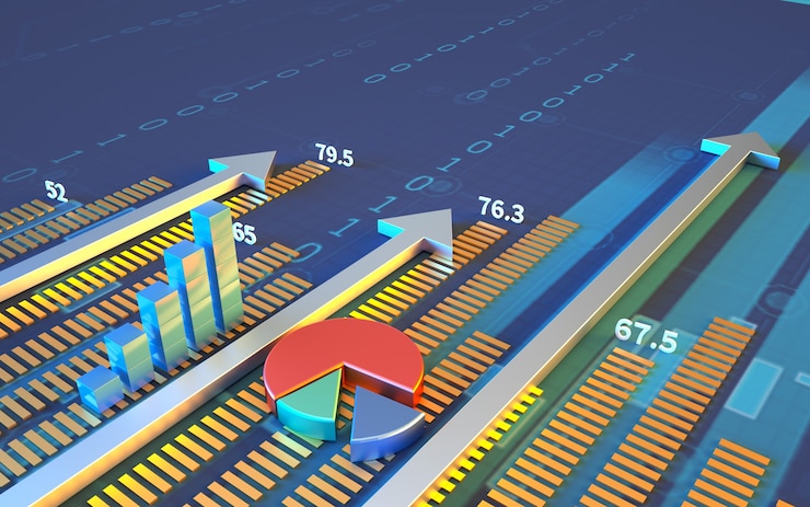 Foto futuros del mercado de valores de representación 3d de información privilegiada de negocios