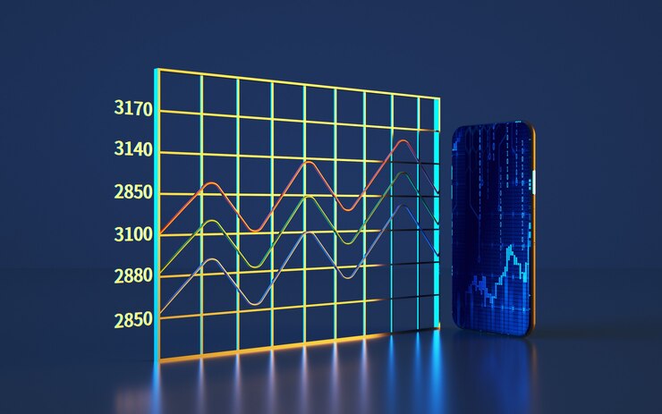 Foto futuros del mercado de valores de representación 3d de información privilegiada de negocios