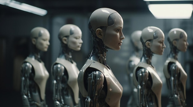 Futuros robots humanoides de IA en proceso
