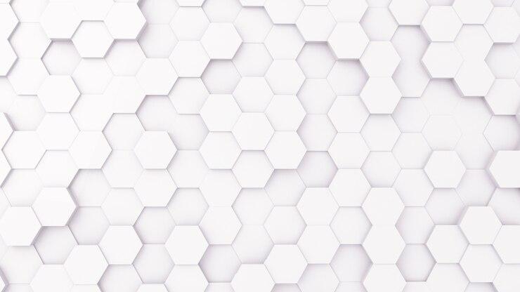 Futursitics 3D que renderiza fundo de nível de superfície aleatório de favo de mel abstrato branco com iluminação e sombra. Vista do topo