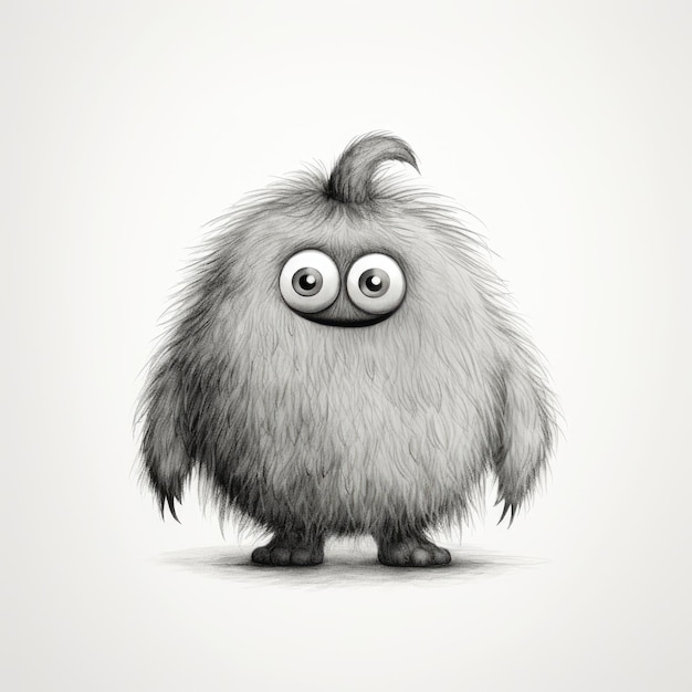 Fuzztacular Pencil Sketch Isolierte Hintergrundmonster