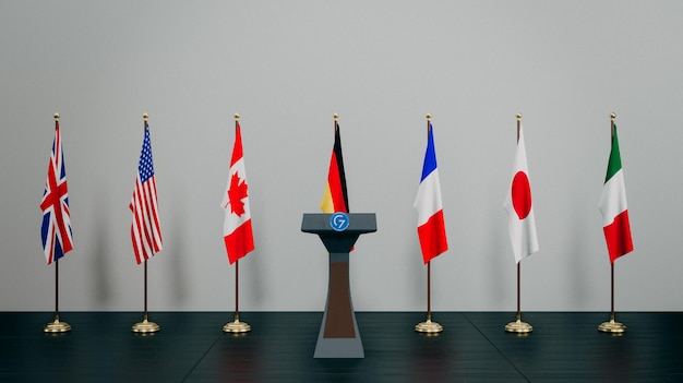 G7-Gipfelflaggen der Mitglieder der G7-Gruppe der Sieben und Liste der Länder der Gruppe der Sieben