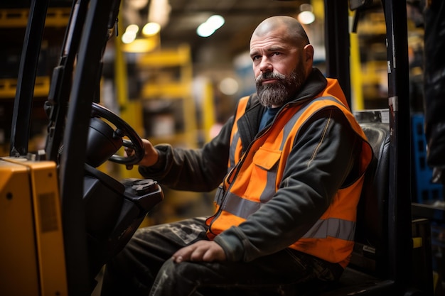 Gabelstaplerfahrer bei der Arbeit mit generativer KI