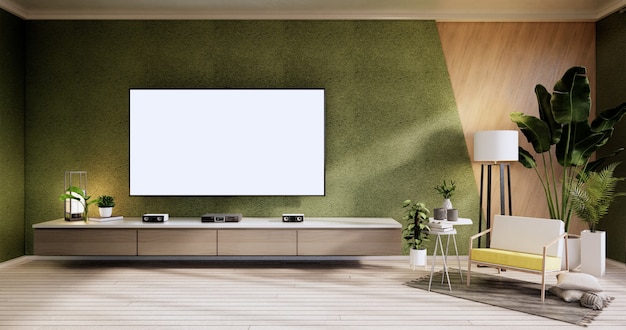 Gabinete en estilo zen moderno cuarto vacío, diseños minimalistas. Representación 3D