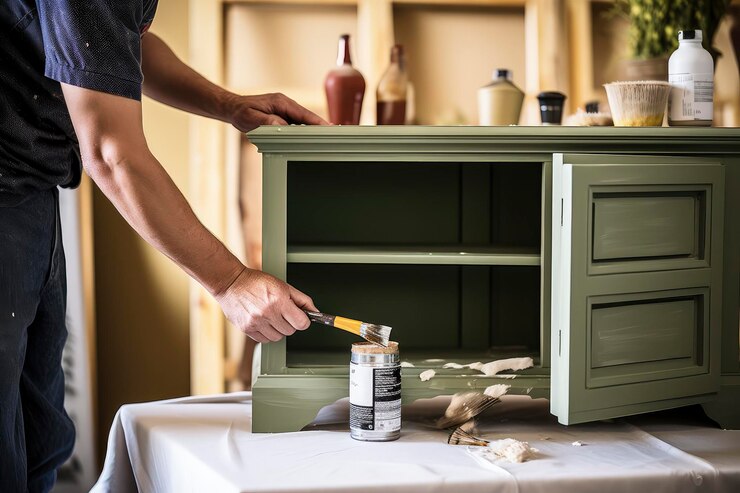 Gabinete de pintura de persona con pincel
