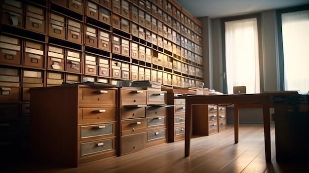 Foto gabinete de registro y archivo de carpetas en sala ia generativa