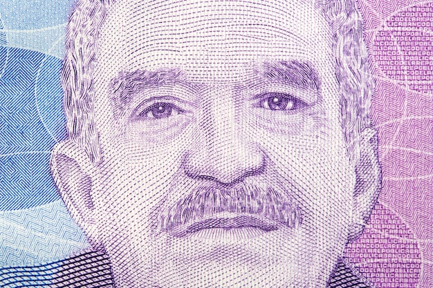 Gabriel Garcia Marquez, um retrato em close-up de dinheiro colombiano