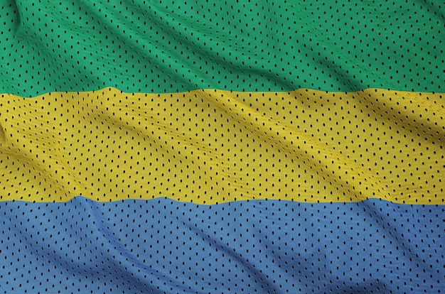 Gabunische Flagge auf einem Sportswear-Netzgewebe aus Polyester-Nylon