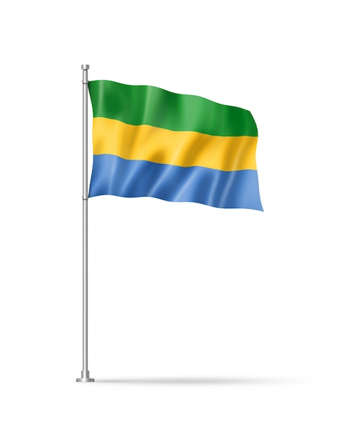 Gabunische Flagge isoliert auf weiß