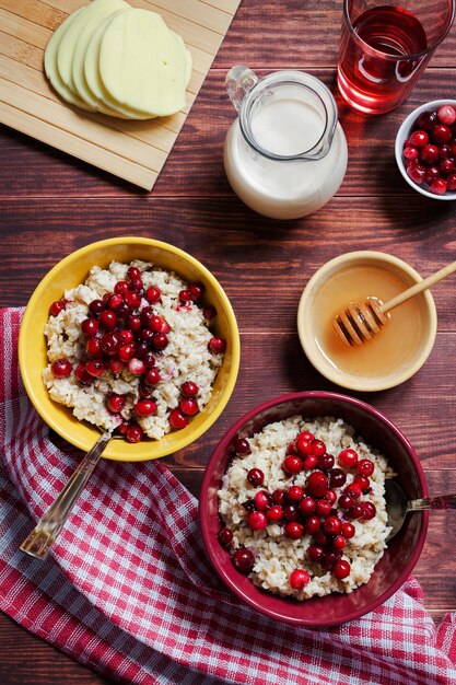 Gachas de avena con arándanos