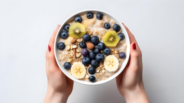 Gachas de avena de desayuno saludable