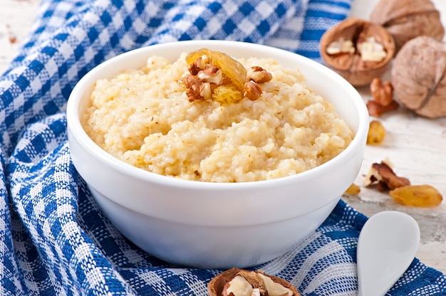 Gachas de avena en un tazón