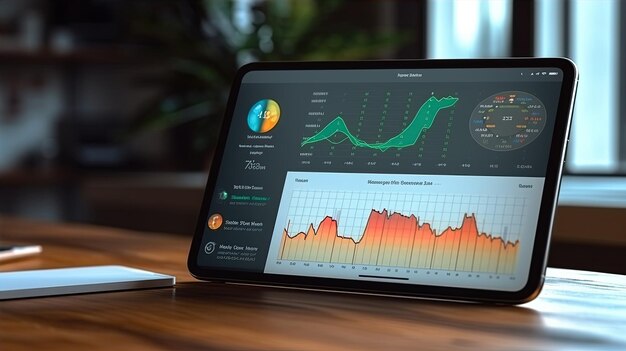 Foto gadget, das ein gewinndiagramm auf dem bildschirm zeigt, erstellt mit generativer ki