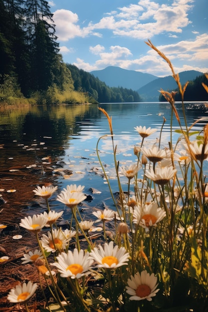 Gänseblümchen im Wasser wurden durch künstliche Intelligenz erzeugt