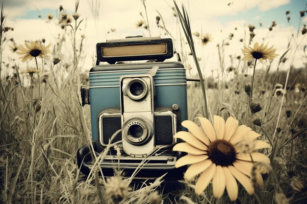 Foto gänseblümchen mit einem polaroid-rahmen